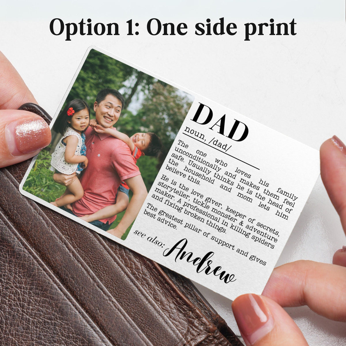 Personalized Dad Definition Metal Wallet Card, Unique Father's Day Gift from Kids, Engraved Wallet Insert, Christmas Birthday Gift for Dad
