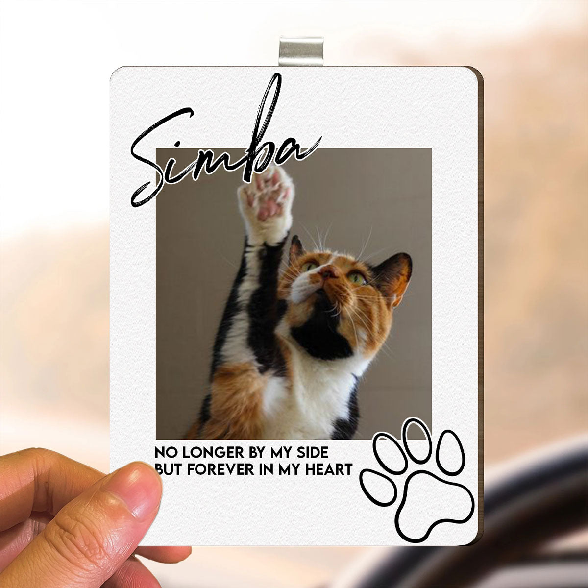 I'll Carry You With Me Until I See You Again Pet Loss - Personalized Wooden Photo Visor Clip