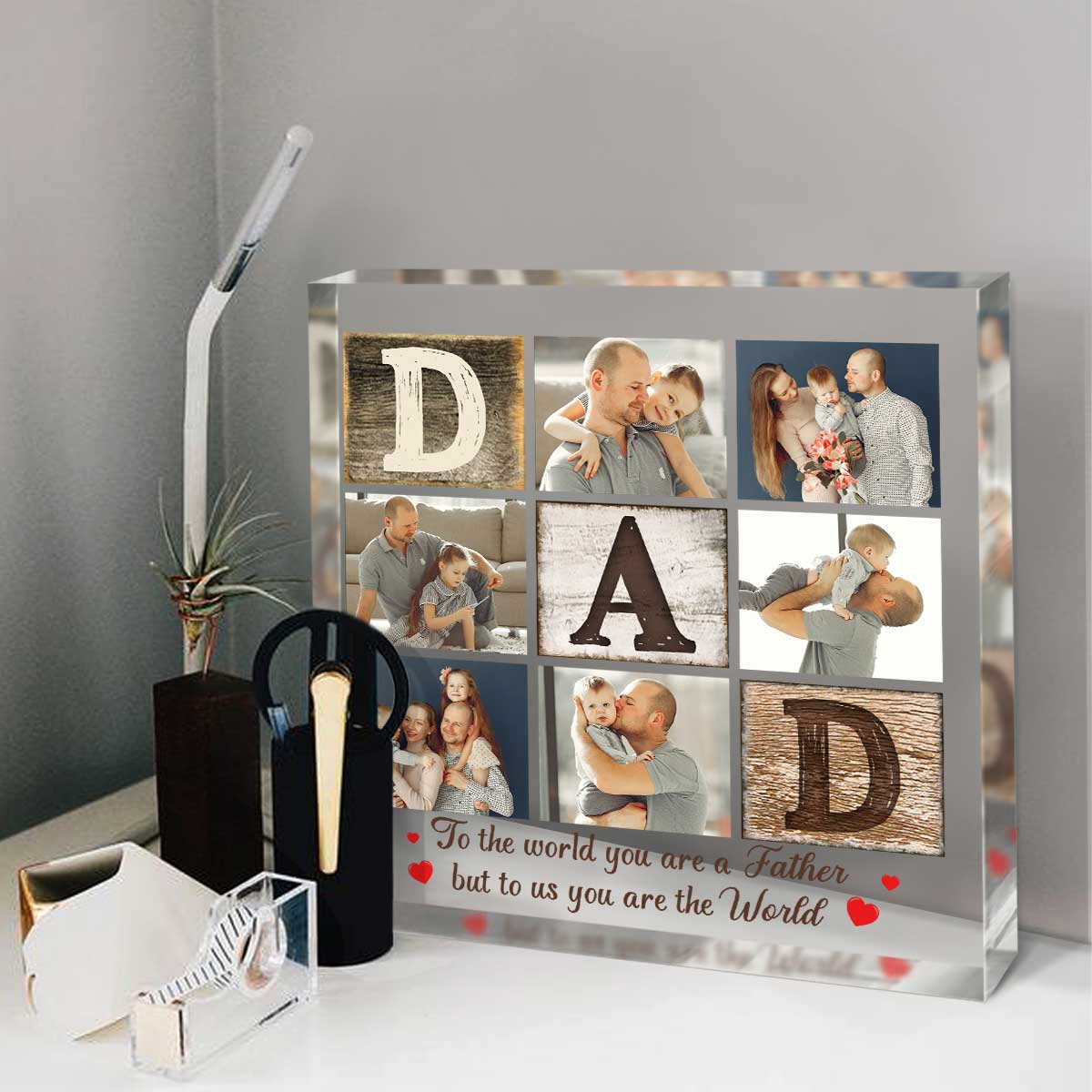 DAD Six Photo Father's Day Collage Acrylic Plaque, Personalized Pictures Gifts For Father, Unique Father's Day Gifts