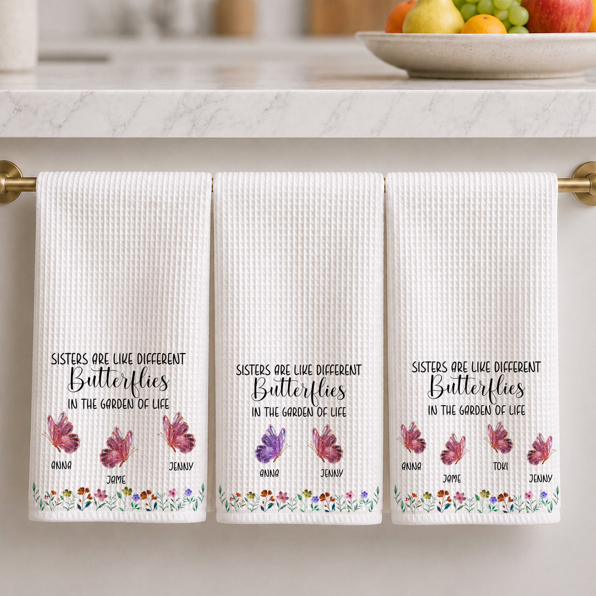 Bestie and Sister Love, Personalized Kitchen Towel, Gift For Sisters, Bestie