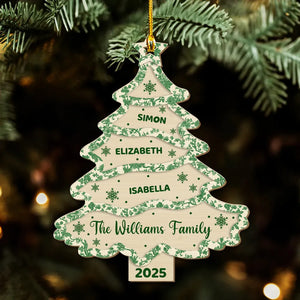 Family Names Christmas Tree Toile De Jouy - Personalized Wooden Ornament - Christmas Gift For Family