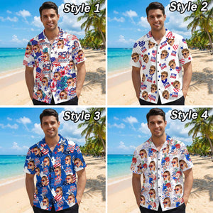 Custom Face Hawaiian Shirt: American Flag 250th Anniversary Shirt, Independence Day Gift