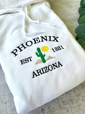 Phoenix Arizona Embroidered Sweatshirt, Embroidered Graphic Sweatshirt, Desert Sweatshirt, Trendy Sweatshirt, Aesthetic Sweatshirt