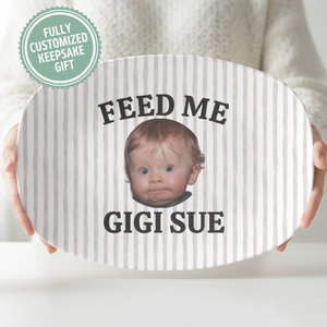 Personalized Baby Face Photo Serving Platter Funny First Father's Day Gift for Grill Lover, Custom Photo Grilling Plate for Dad from Kid