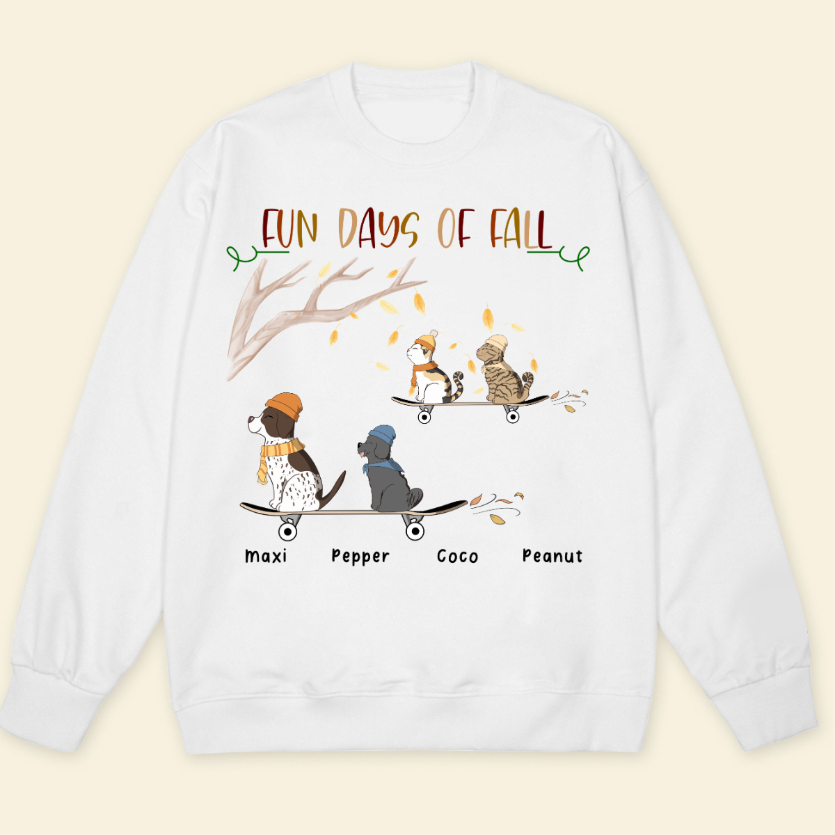 Fun Day Of Fall Personalized Sweatshirt Dog Cat Fall Shirt, Funny Autumn Pet Lovers Sweatshirt, Pumpkin Lover Sweatshirt, Fall Season Shirt, Thanksgiving Shirt, Comfort Fall Tee Pet Lovers