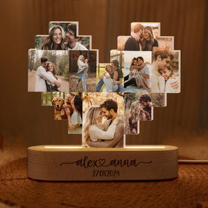 Personalized Valentine's Couples Gift, Couples Photo Night Light, Custom Picture Heart Light, Anniversary Gift For Couples, Engagement Gift