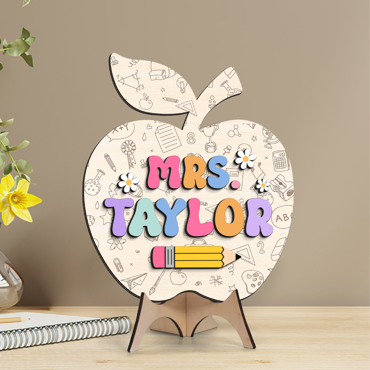 Personalized Teacher Gifts, Teacher Apple Shape Gifts, Teacher Door Hanger, Custom Teacher Sign, Teacher Welcome Sign, Teacher Door Decor