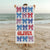 Personalized Patriotic Bow Beach Towel, Custom Name USA Stars & Stripes Design, 4th of July Summer Gift for Girls, Red White Blue Towel