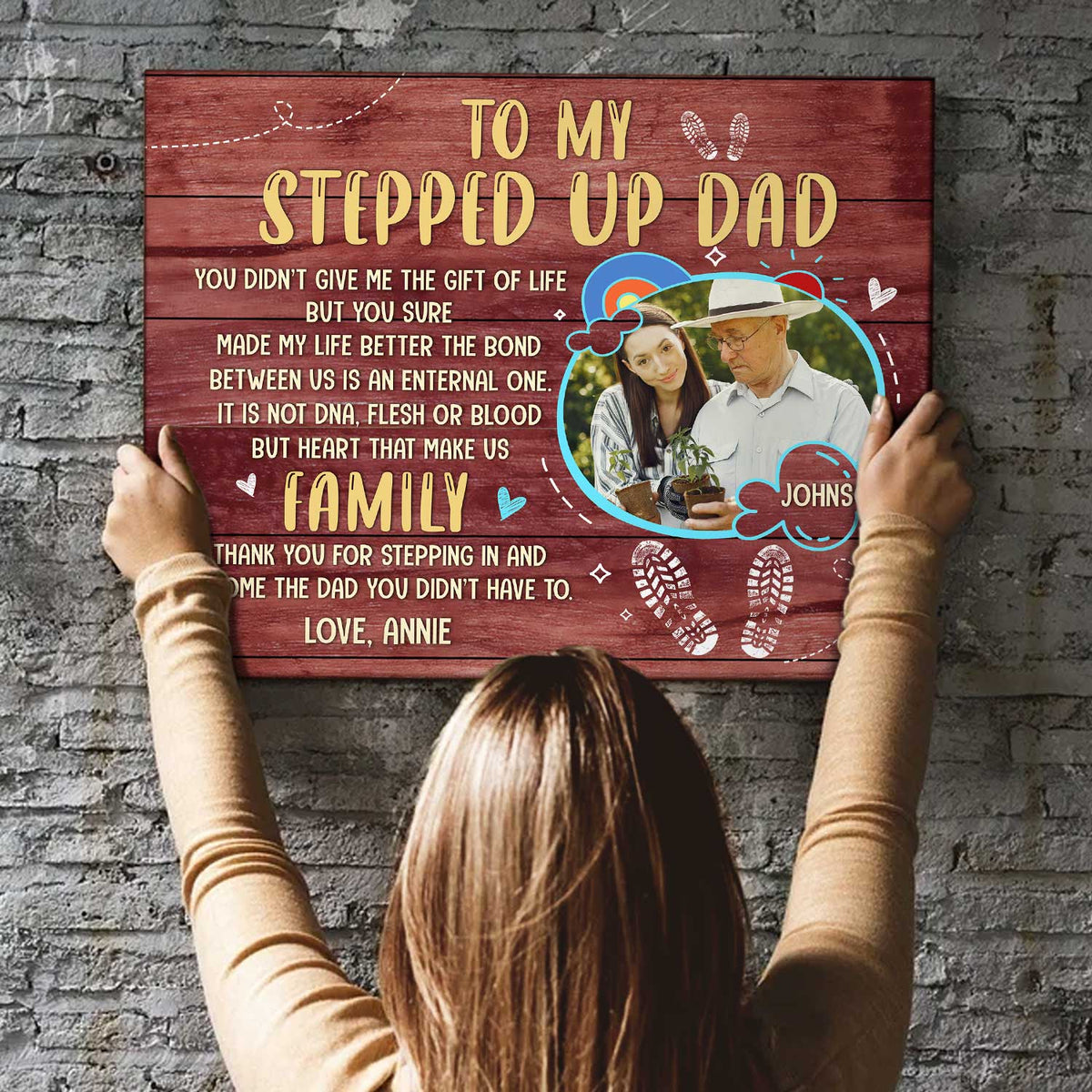 You Didn't Give Me The Gift Of Life But You Sure Made My Life Better - Personalized Canvas - Gift For Step Dad, Bonus Dad, Father's Day, Birthday Gift