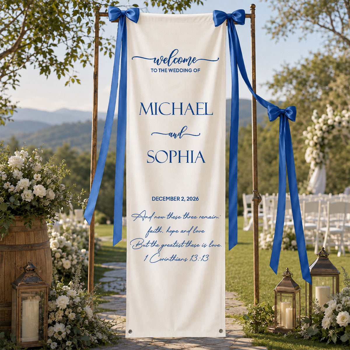 Minimalist Welcome To The Wedding Of Us - Personalized Vertical Banner