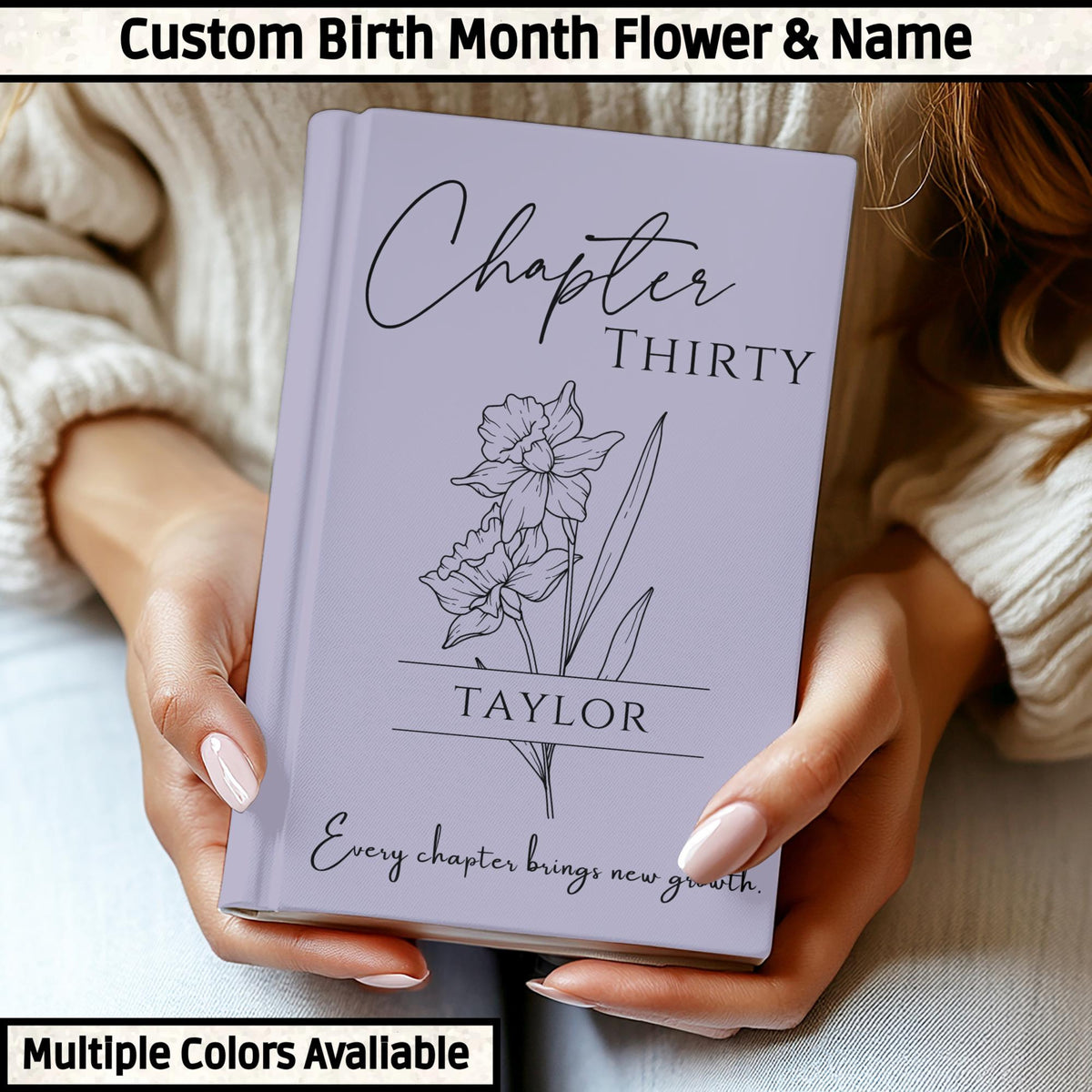 30th Birthday Gift for Her or Him, Chapter 30 Name Journal, Birth Month Flower Notebook, Personalized 30 Years Old Birthday for Daughter