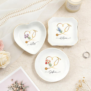 Personalized Nurse Ring Dish: Nurse Graduation Jewelry Dish, Stethoscope Trinket Dish With Name, Nurse Retirement Keepsake, Nurse Day Gift