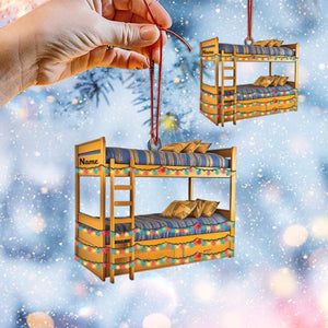 Personalized Bunk Bed Ornament, Bunk Bed Christmas Ornament, Bedroom Holiday Ornament Decor, Bunk Bed Hanging Ornament Decor