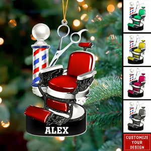 Custom Barber Chair Ornament, Personalized Ornament, Christmas Gift For Barber