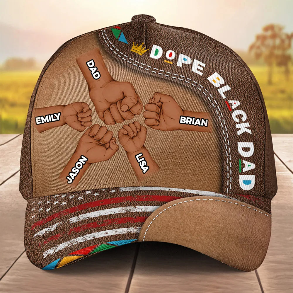 Dope Black Dad - Personalized Classic Cap - Gift For Daddy Papa, Father's Day Gift