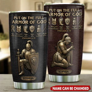 Put On The Full Amor Of God - Personalized Tumbler - Christian Gift
