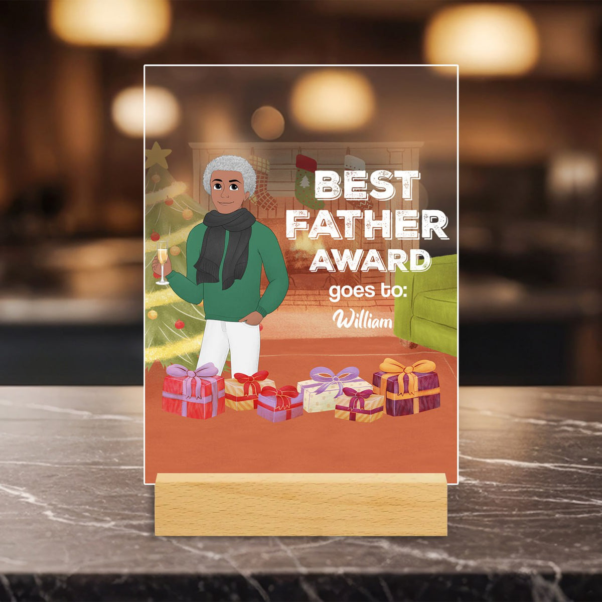 Best Father Award - Personalized Acrylic Plaque - Christmas Gift For Dad, Father