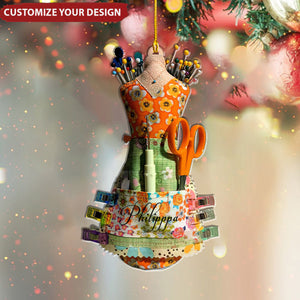 I Love Sewing - Personalized Acrylic Ornament - Christmas Gift For Tailor