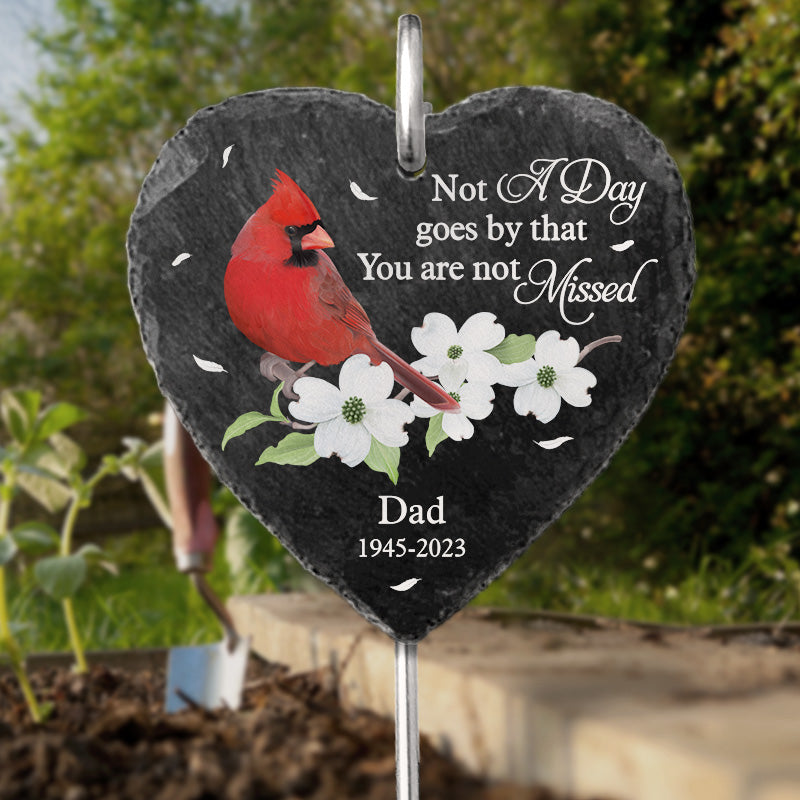 Not A Day Goes By That You Are Not Missed Memorial Cardinal & White Flowers - Personalized Garden Stake - Memorial Gift