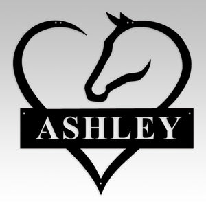 Personalized Metal Barn Name Sign, Heart and Horse Name Sign, Custom Metal Ranch Name Sign, Unique Horse Lovers Gift, Christmas Gift