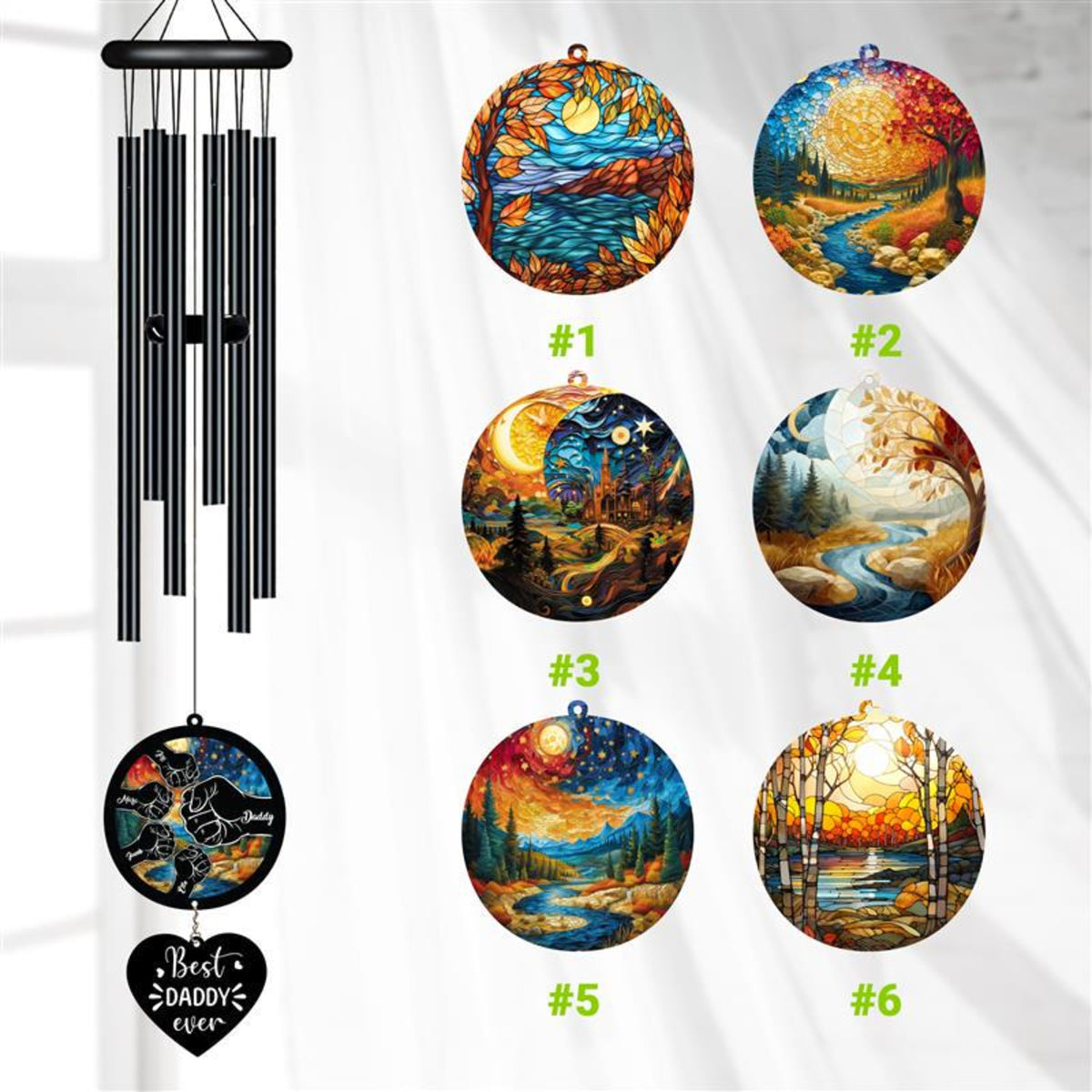 Personalized Wind Chime For Father's Day, Best Dad Ever, Fist Bump, Dad and Kids, Custom Kid Names, Unique Gift, Gift For Papa