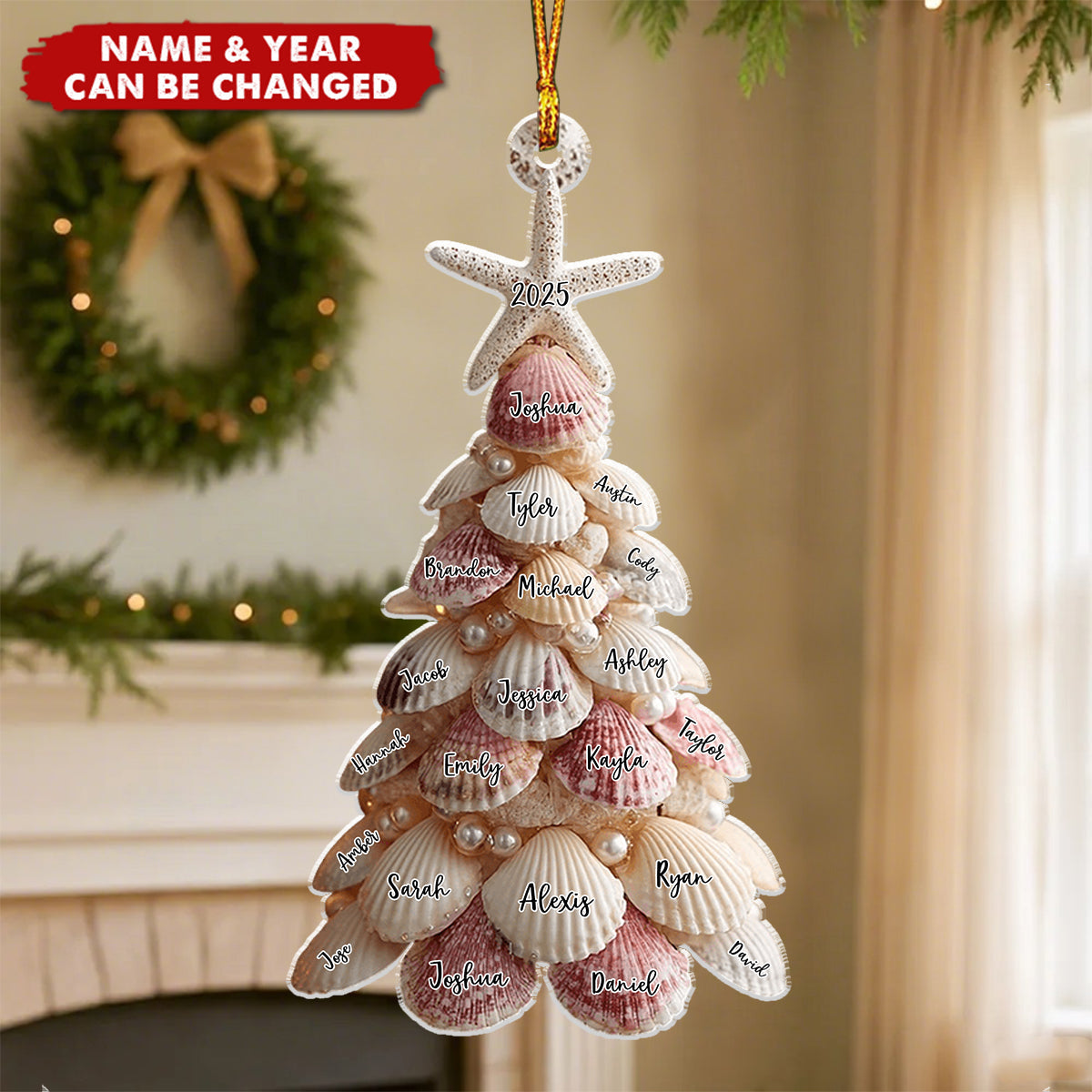 Seashell Christmas Tree - Personalized Acrylic Ornament - Christmas Gift For Family