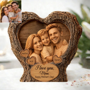 Personalized Wooden Family Heart Sculpture - Picture Frame