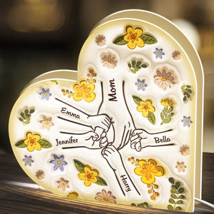 Mom & Kids Holding Hands - Personalized Acrylic Light Box - Gift For Mother, Grandma