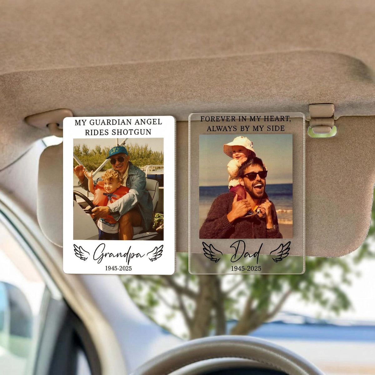 Personalized Dad Memorial Photo Car Visor Clip, Loss Of Dad Papa Gift, Guardian Angel Keepsake Gift, Sympathy Gift For Loss Of Loved Ones