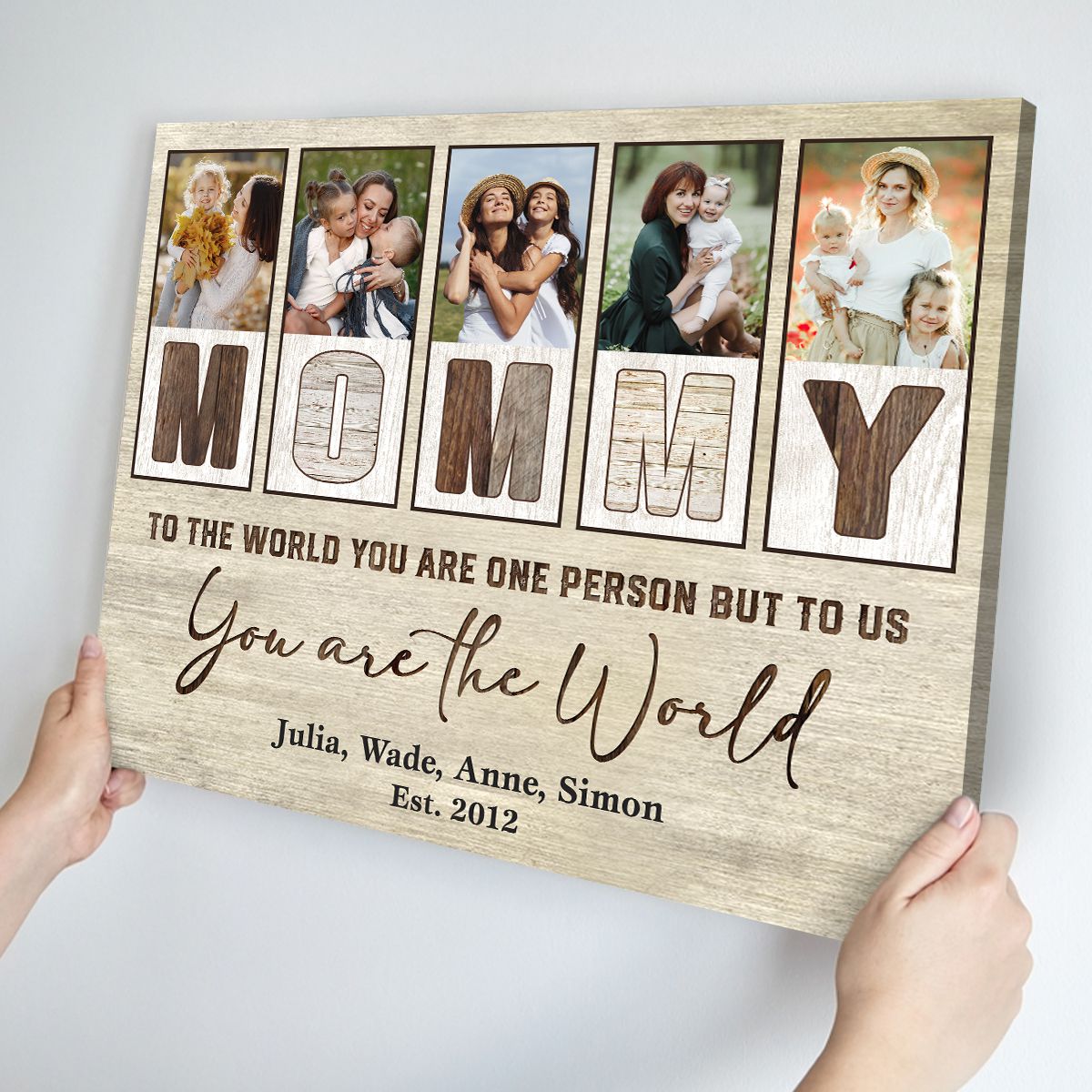 Mommy Photo Collage Custom 5 Photos - Personalized Canvas - Gift For Mom, Mother's Day Gift