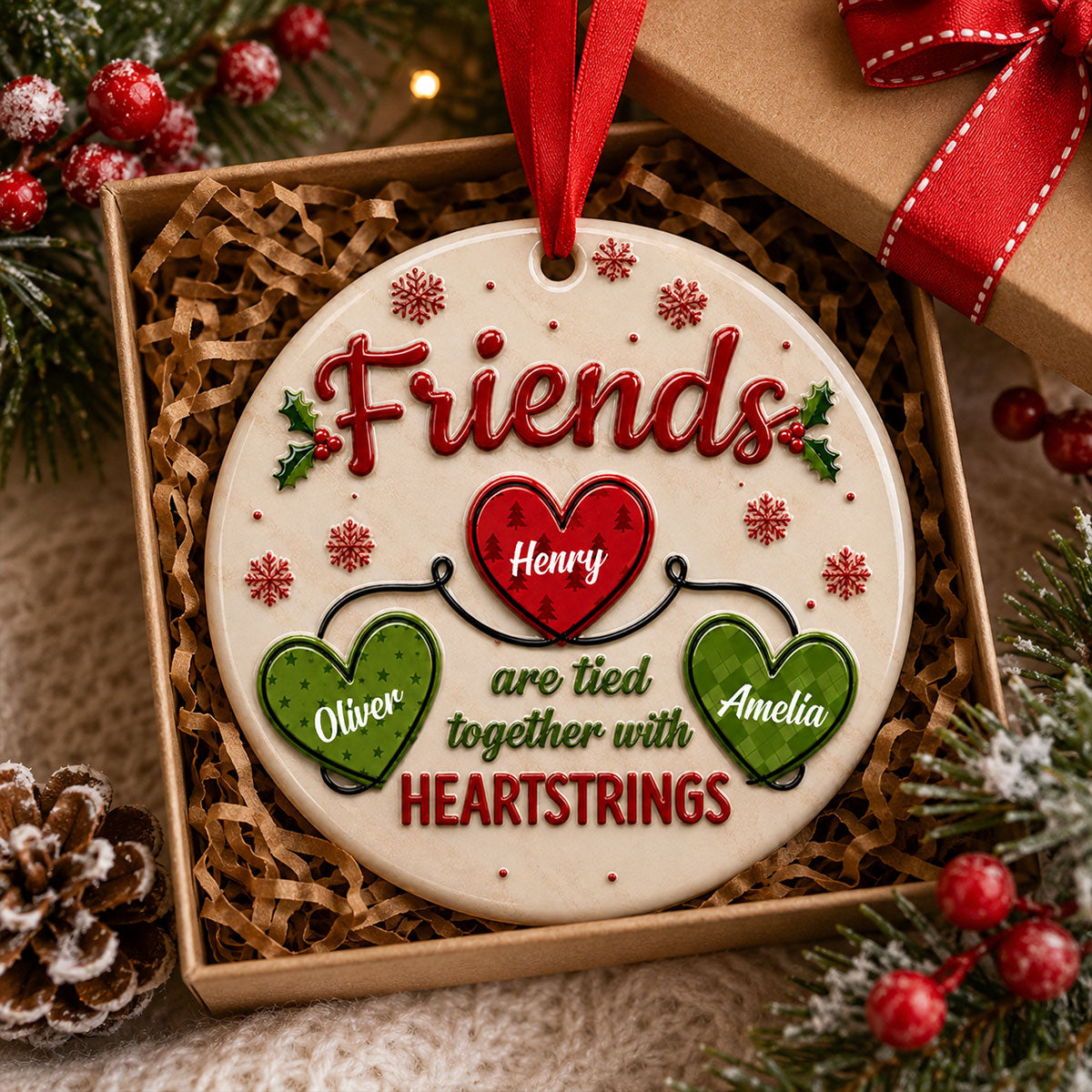 Friends Are Together - Christmas Gift For Best Friends, BFF, Sisters - Real 3D Raised Ornament