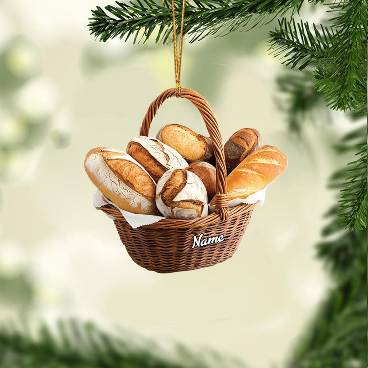 Personalized Bread Basket Christmas Ornament, Bread Christmas Ornament, Baker Ornament Gift, Baking Ornament, Bakery Ornament