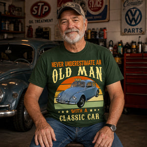 Never Underestimate An Old Man With A Classic Car - Personalized T-shirt