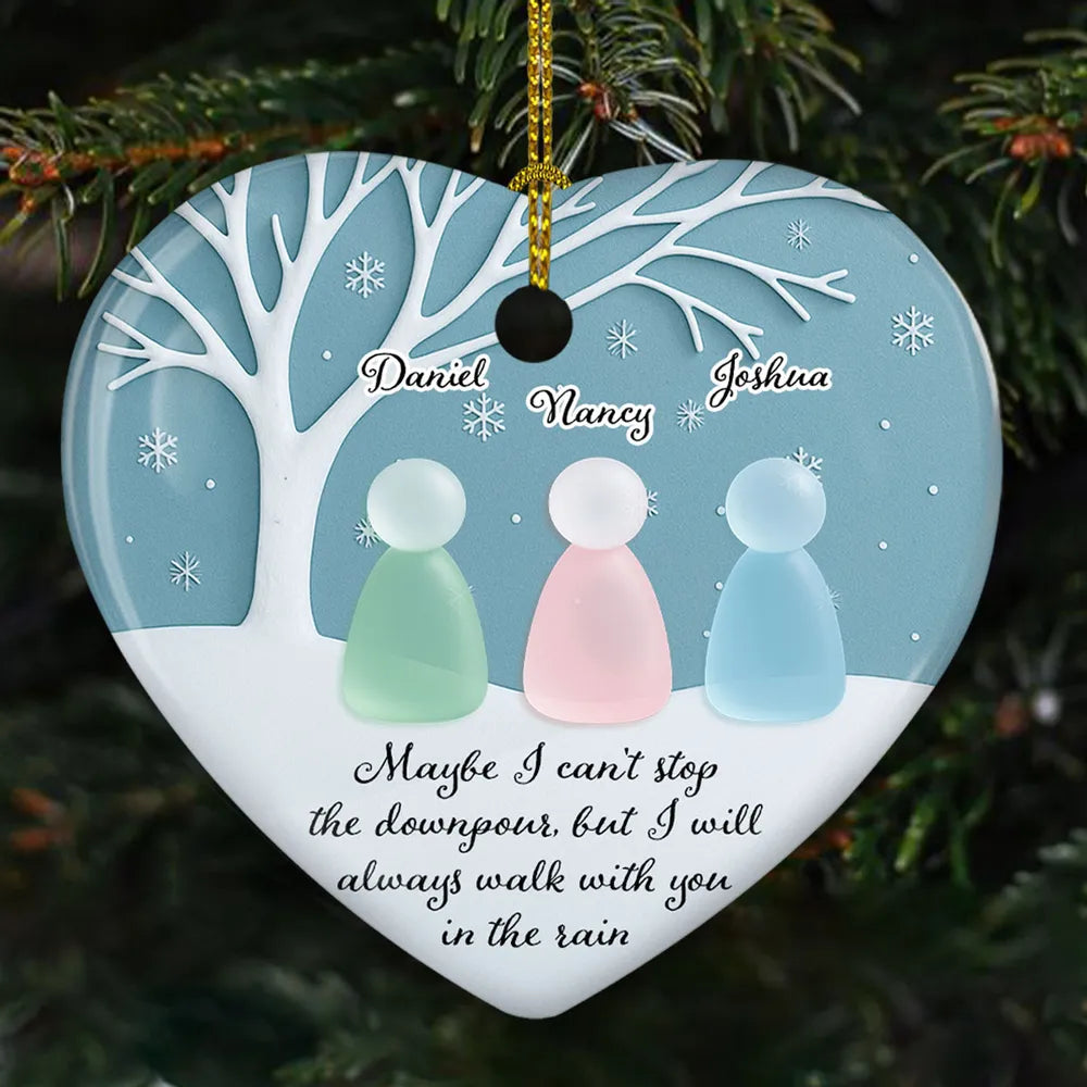 Walk With You In The Rain Sea Glass - Personalized Ornament - Christmas Gift For Friend, Sister, Family