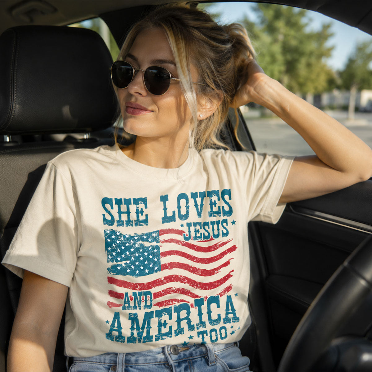 She Loves Jesus And America Too - 250th Anniversary T-Shirt