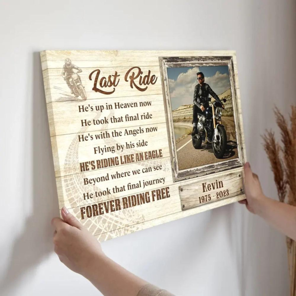 Memorial Last Ride - Personalized Canvas - Sympathy Gift for Family, Memorial Father Grandpa