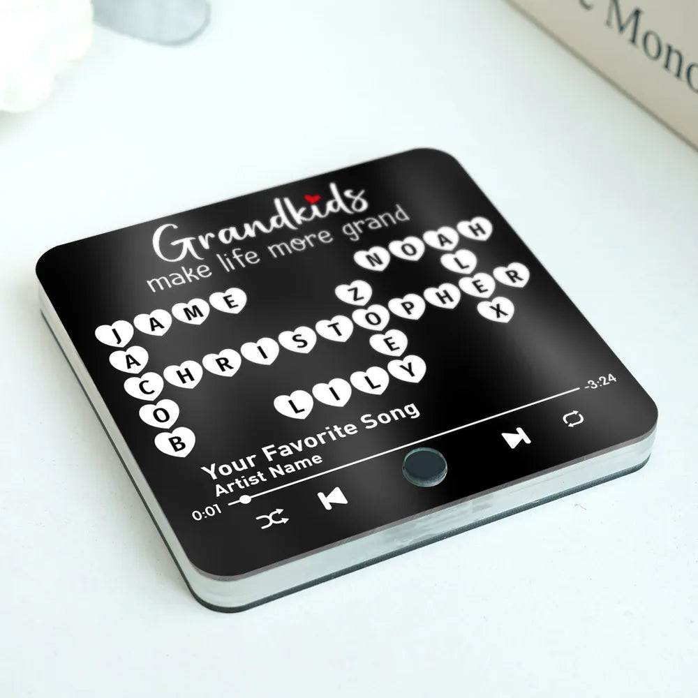 Grandkids Make Life More Grand - Personalized Music Fridge Magnet - Gift For Grandma, Mother's Day, Birthday Gift