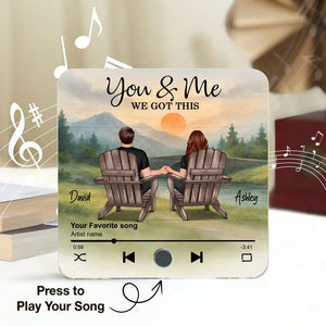 Mountain Landscape Couple Sitting Back View Personalzied Music Magnet, Anniversary Gift For Couple