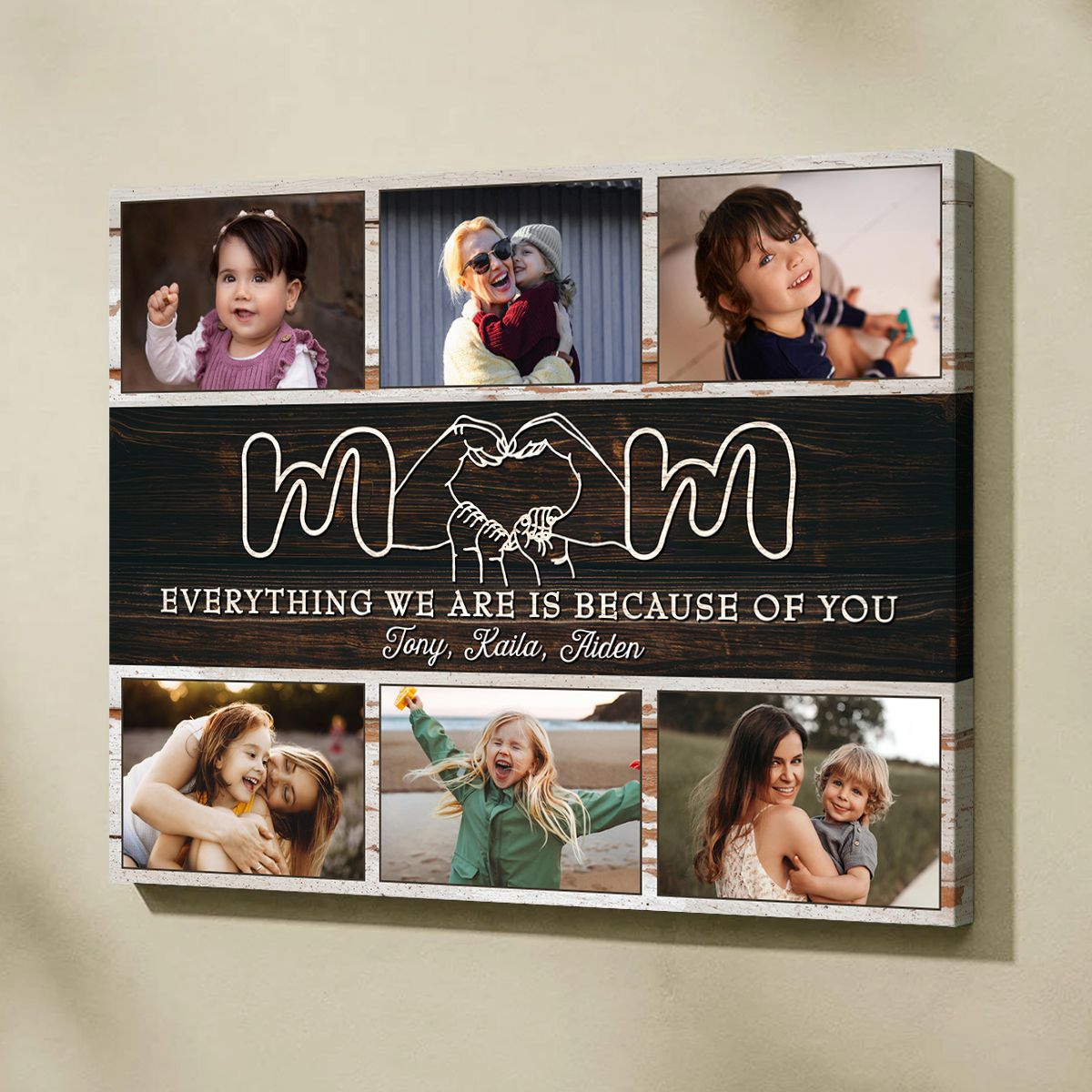 Mom Everything We Are Is Because Of You Up To 6 Photos - Personalized Canvas - Gift For Mother