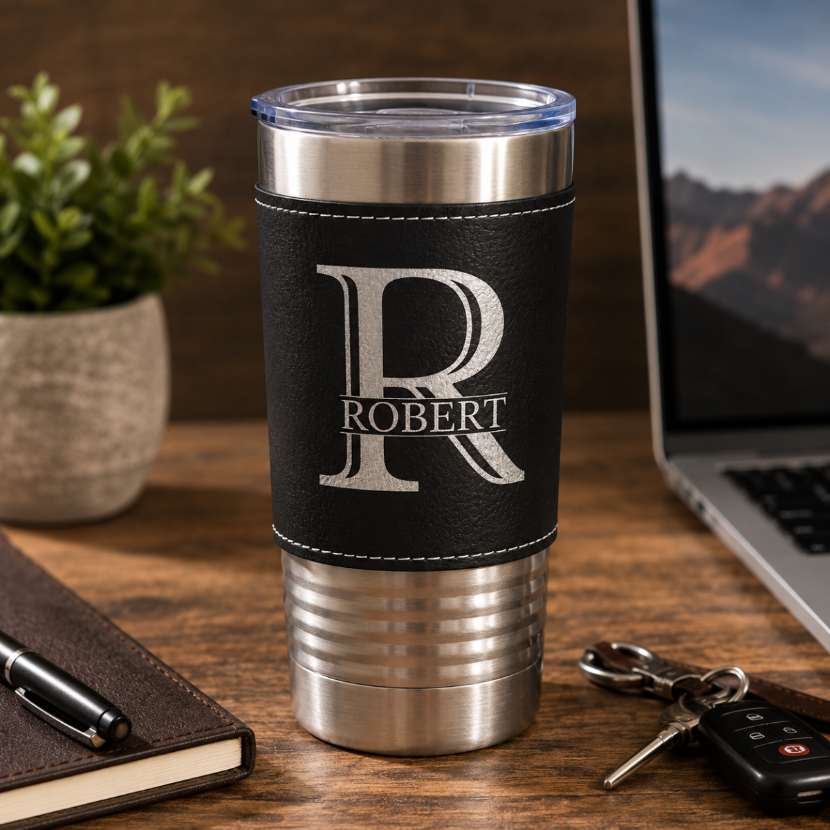 Engraved Leatherette Groomsmen Tumbler, Personalized Best Man Gift, Gift For Father, Brother, Groomsmen