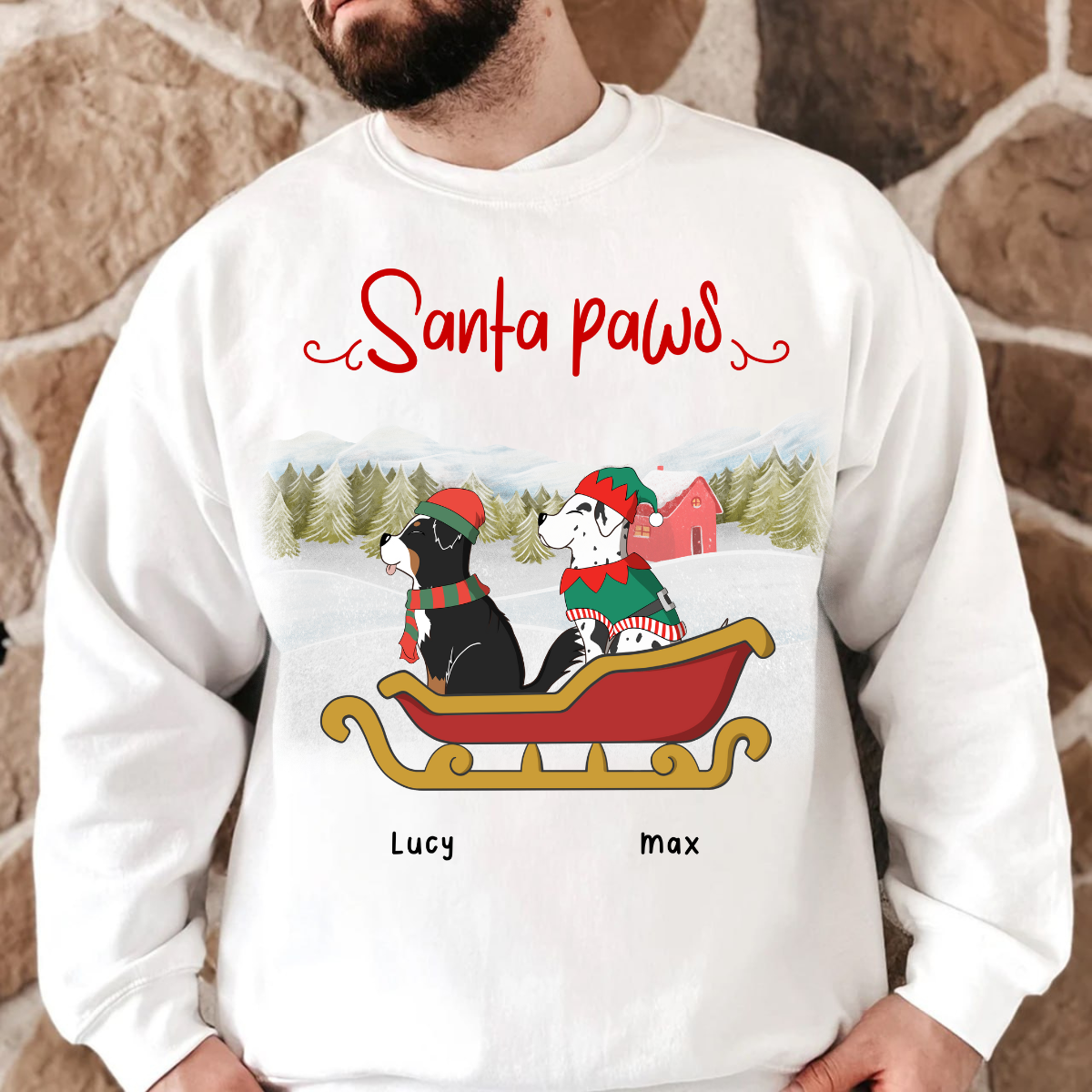 Santa Paw Custom Dog Cat Breed Christmas Personalized Sweatshirt,Pet Lover Christmas Gift, Santa Paws, Christmas Pajamas, Funny Dog Sweatshirt, Dog Lover Gifts