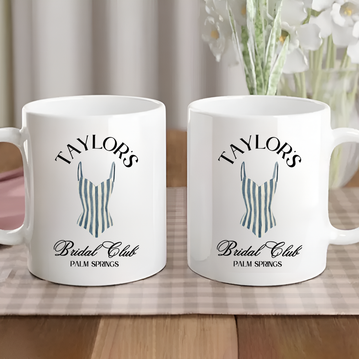 Personalized Coastal Bachelorette Mug, Custom Ceramic Mug, Beach Bachelorette Party, Lake Life, Palm Springs, Custom Party Favors