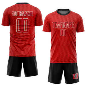 Custom Red Red-Black Sublimation Soccer Uniform Jersey