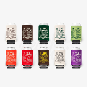 The Guys Bachelor Can Cooler - Custom Whiskey Bachelor Party Favors - Personalized Cozies in Regular and Slim Size