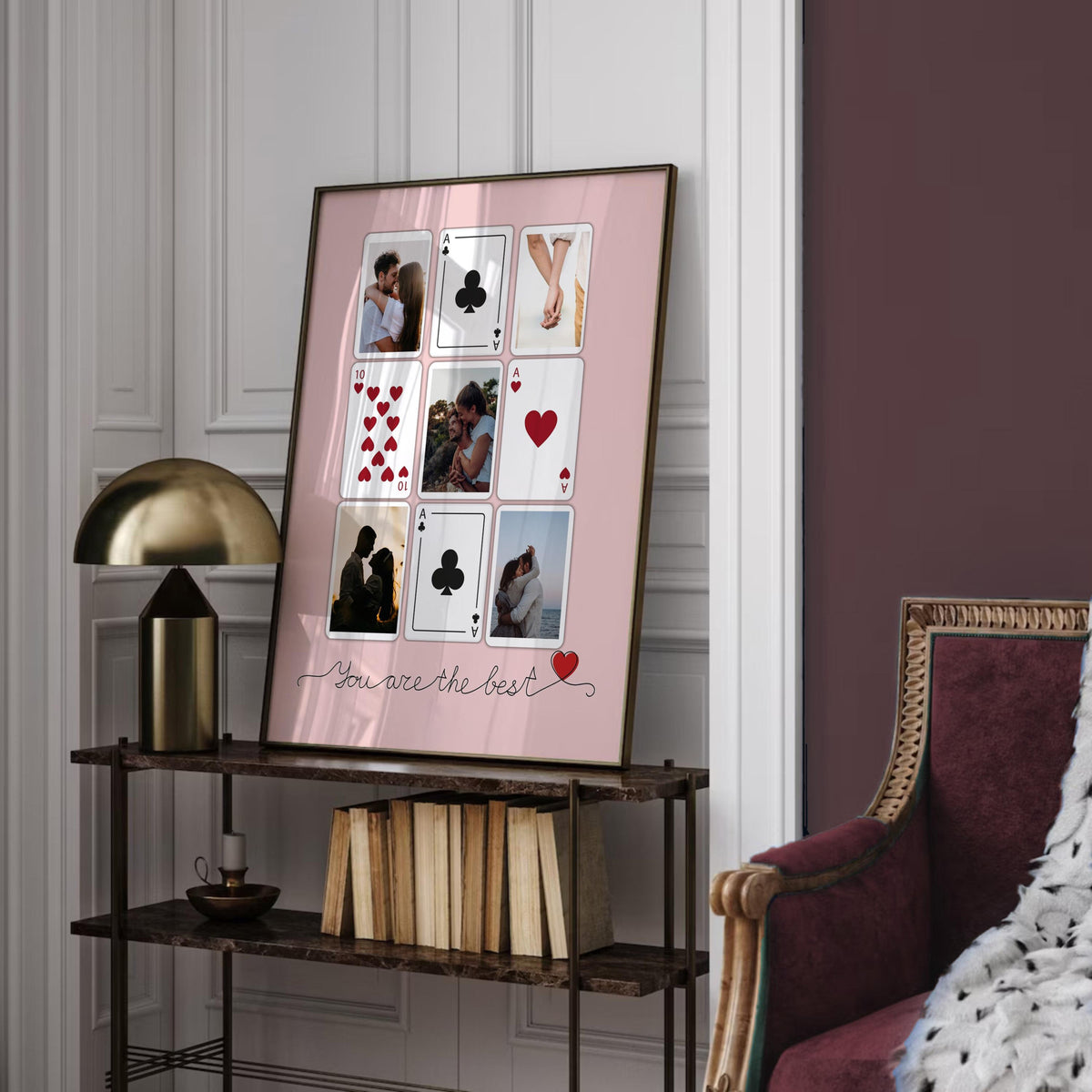 Custom Valentine's Day Anniversary Gift, Custom Playing Cards Photo Collage Wall Art, Unique Couples Gift, Romantic Gift