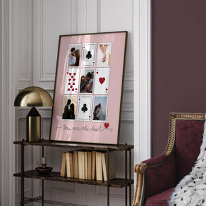 Custom Valentine's Day Anniversary Gift, Custom Playing Cards Photo Collage Wall Art, Unique Couples Gift, Romantic Gift