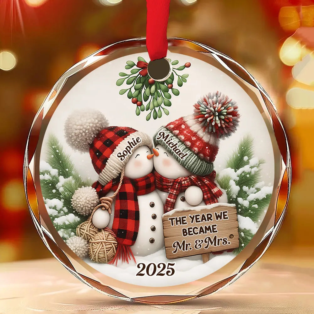 The Year We Became Mr. & Mrs. - Personalized Crystal Ornament - Christmas Gift For Couple