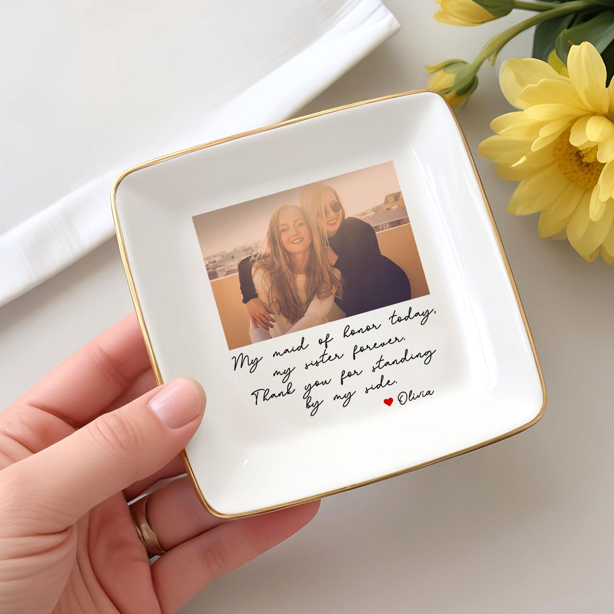 Personalized Maid of Honor Gift for Sister, Maid of Honor Ring Dish from Bride, Sister Wedding Gifts