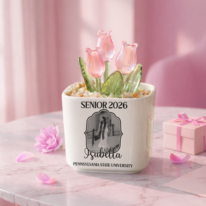 Graduation Photo Personalized Glass Everlasting Tulips