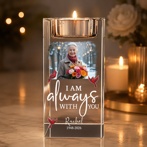 I Am Always With You Personalized Crystal Candle Holder